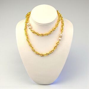Vintage Joan Rivers Necklace Czech Glass Pearls Rhinestones Gold Tone 10W